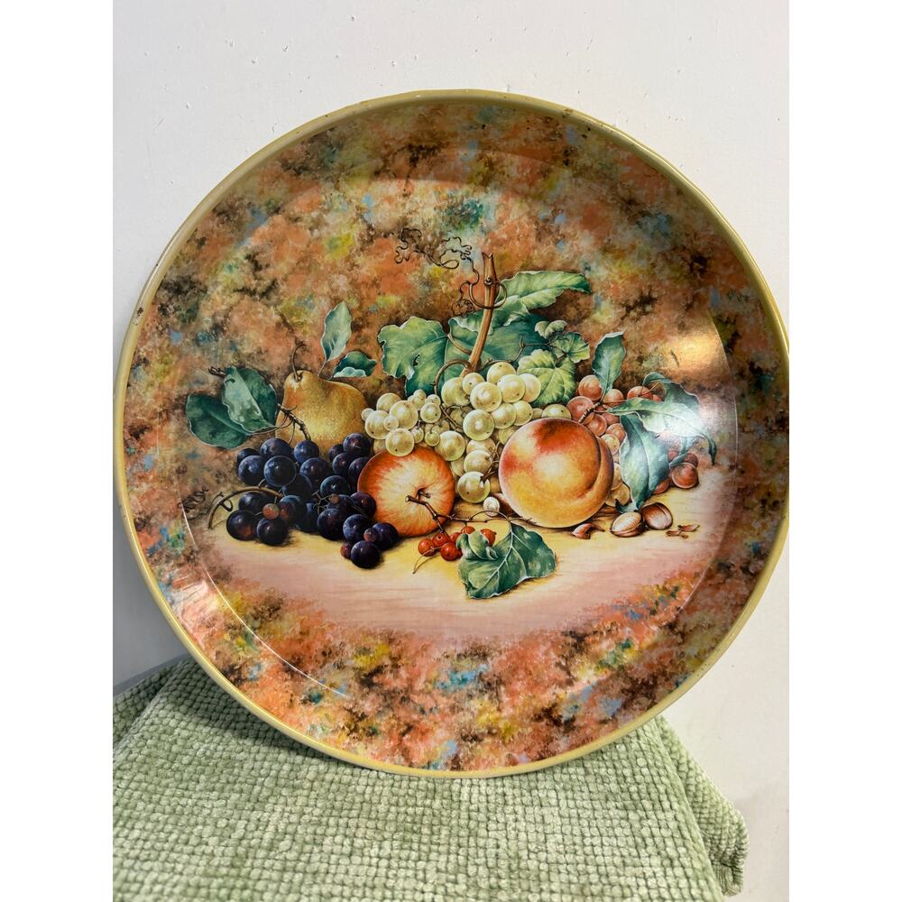 Vintage Daher Metal Tray Fruit Design Made in England 12 Serving Tray